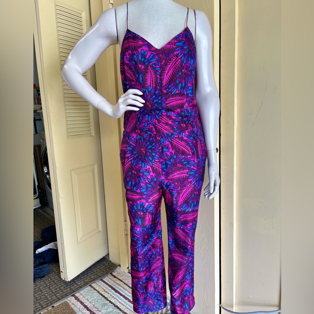 J. Crew Purple and Blue Floral Jumpsuit